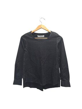 Thakoon Addition Perforated Eyelet Stretch Cotton Poplin Top 2 Goth Artsy Blouse